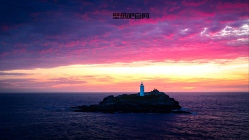 戈德雷维灯塔 粉色云彩 大海 海岸 岛屿 日落 晚霞 4K风景壁纸 3840x2160