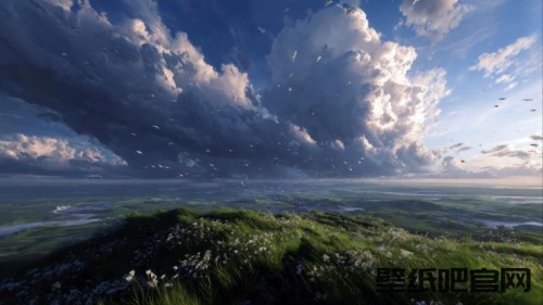 天空奇云绿草地4k风景壁纸3840x2160