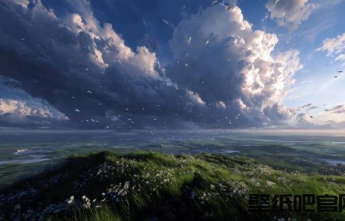 天空奇云绿草地4k风景壁纸3840x2160