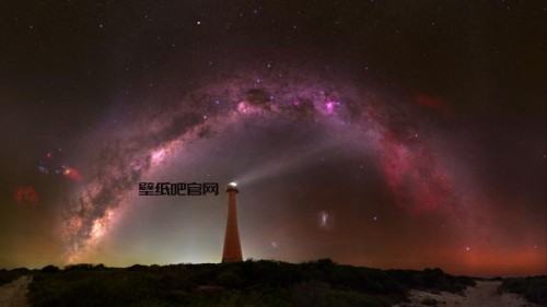 自然风景 夜晚天空 星星 星团 星系 灯塔 4K高清壁纸 3840x2160