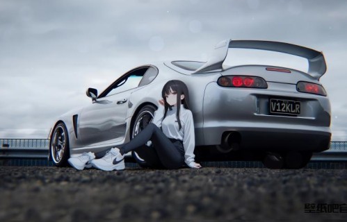 少女跑车 灰色地平线 4K动漫壁纸 3840x2160