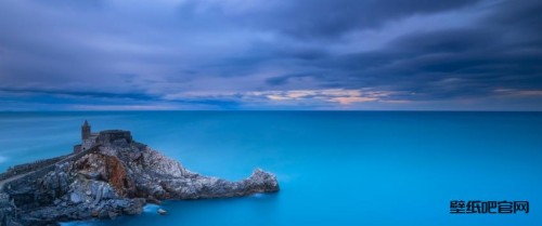 蓝色大海风景3440x1440带鱼屏壁纸