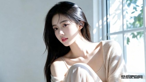室内窗户阳光长发清纯美女4K壁纸