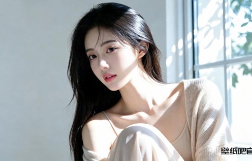室内窗户阳光长发清纯美女4K壁纸