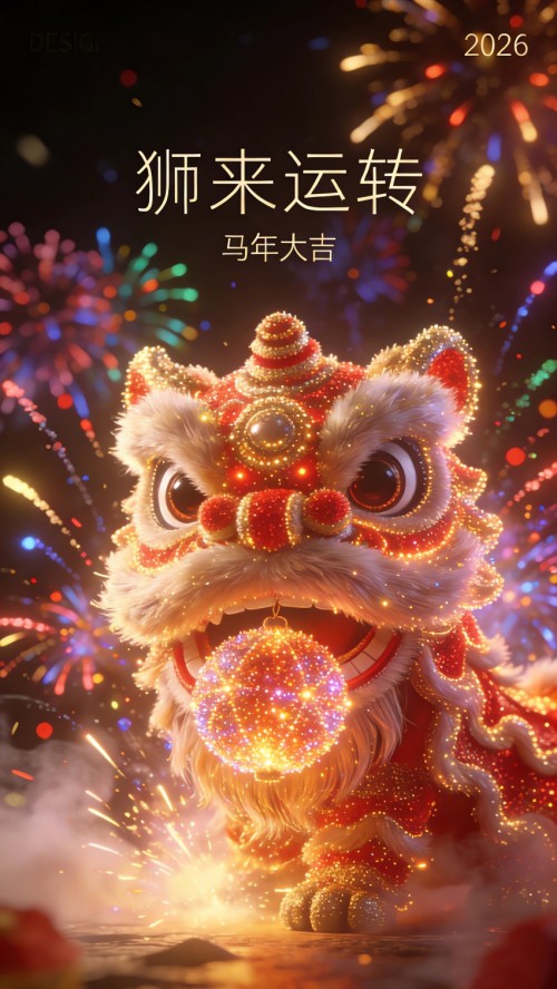 2026狮来运转 马年大吉4k手机壁纸高清全屏