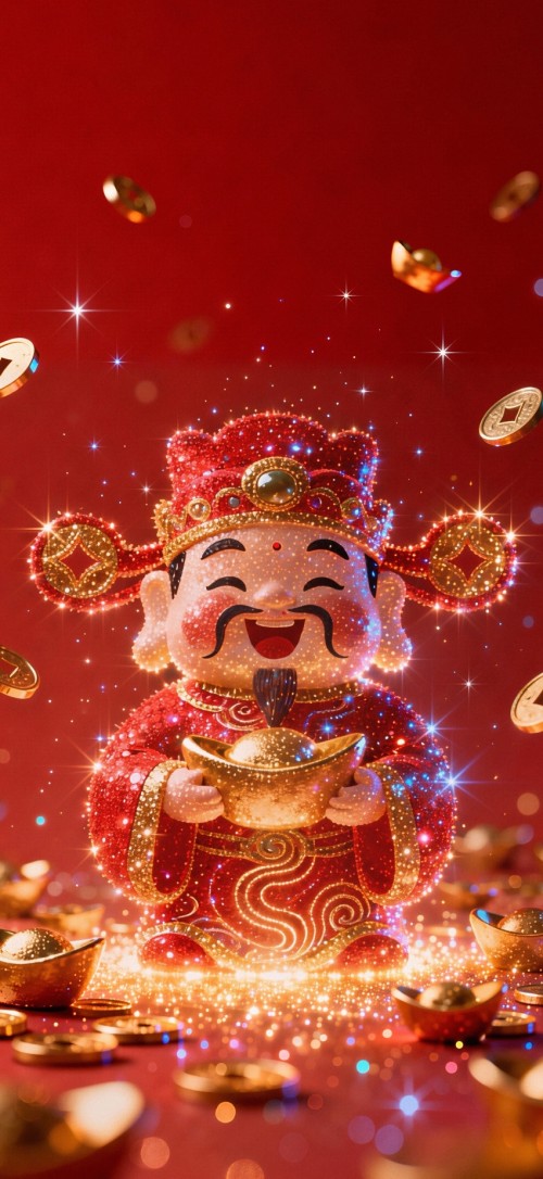 财神 元宝 闪闪发光 4K手机壁纸高清全屏