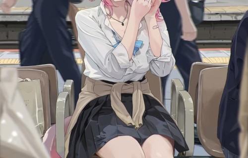 地铁 少女 粉色头发 兽角 4k动漫手机壁纸高清