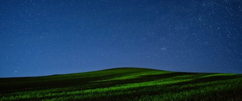 银河星空绿蓝色风景3440x1440高清壁纸