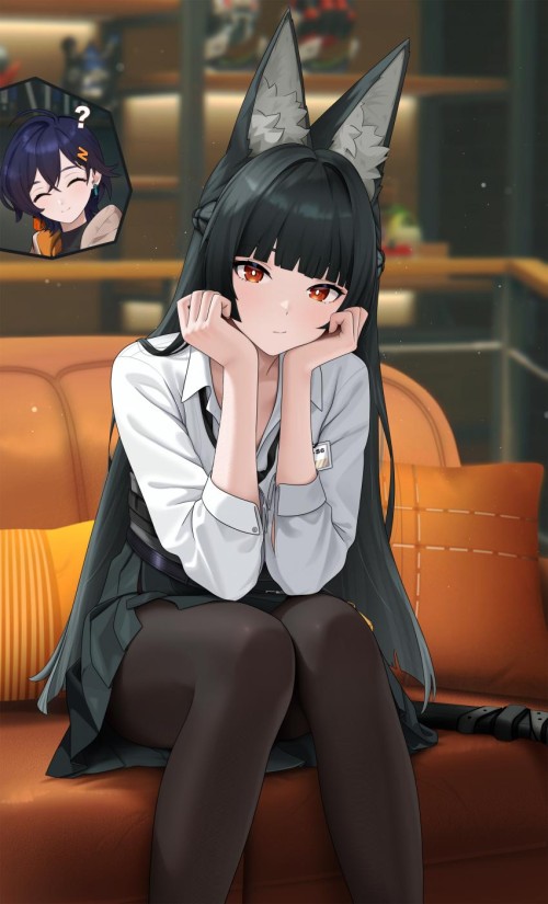 绝区零 可爱长耳朵美女 坐沙发上 双手托下巴 4k手机壁纸竖屏高清