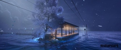 水上车站风景带鱼屏壁纸3440x1440