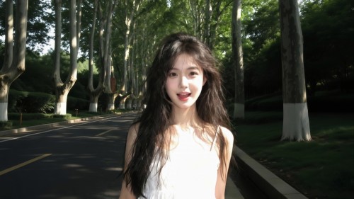 校园长发可爱美女4K电脑壁纸