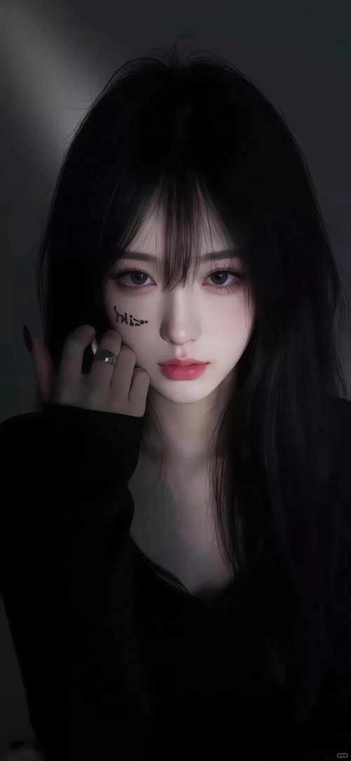 黑色长发漂亮美女 暗黑 4k手机壁纸竖屏