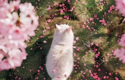 乱花丛中一直可爱小猫高清壁纸