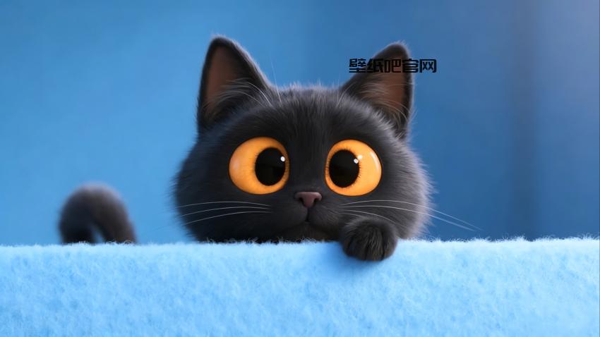 小黑猫蓝色背景4K电脑壁纸3840x2160  小黑猫 蓝色背景 4K电脑壁纸 3840x2160 第1张